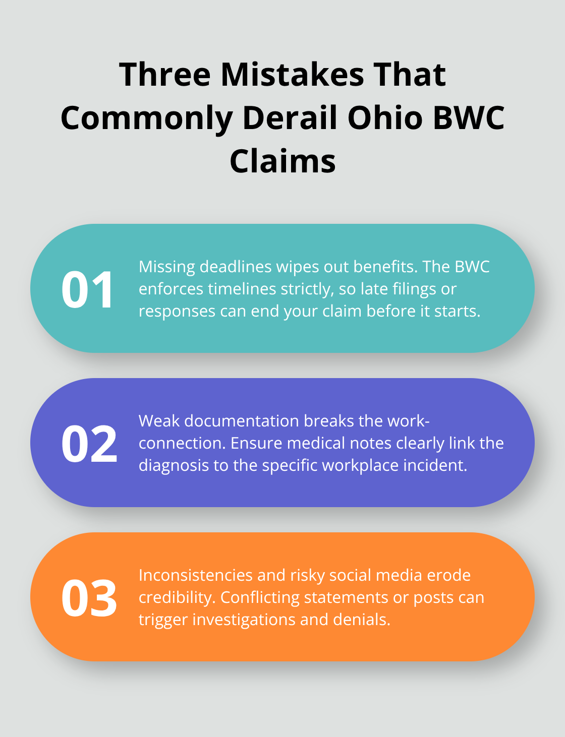Three key pitfalls that often lead to Ohio workers’ compensation claim denials.