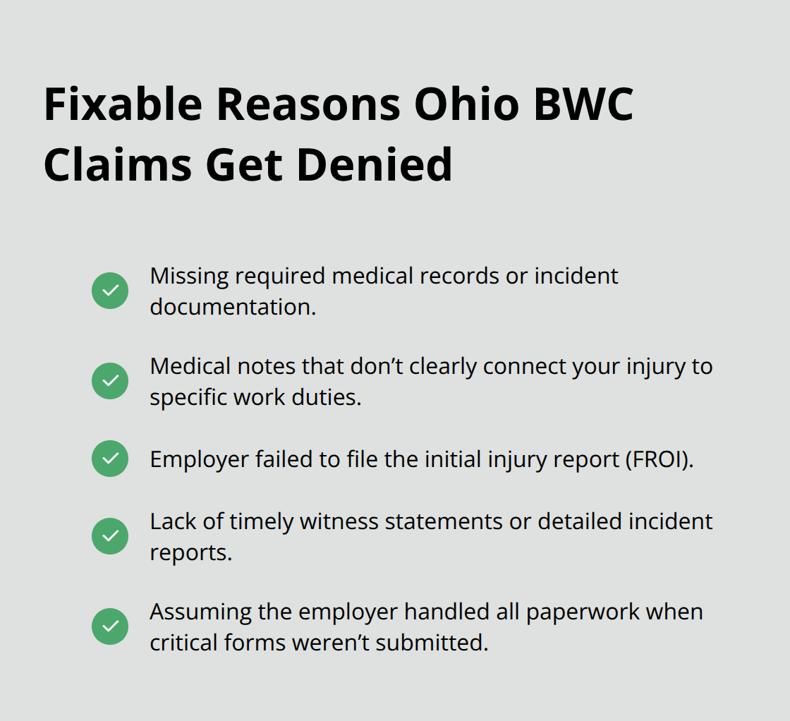 Checklist of common, preventable reasons Ohio BWC claims are denied