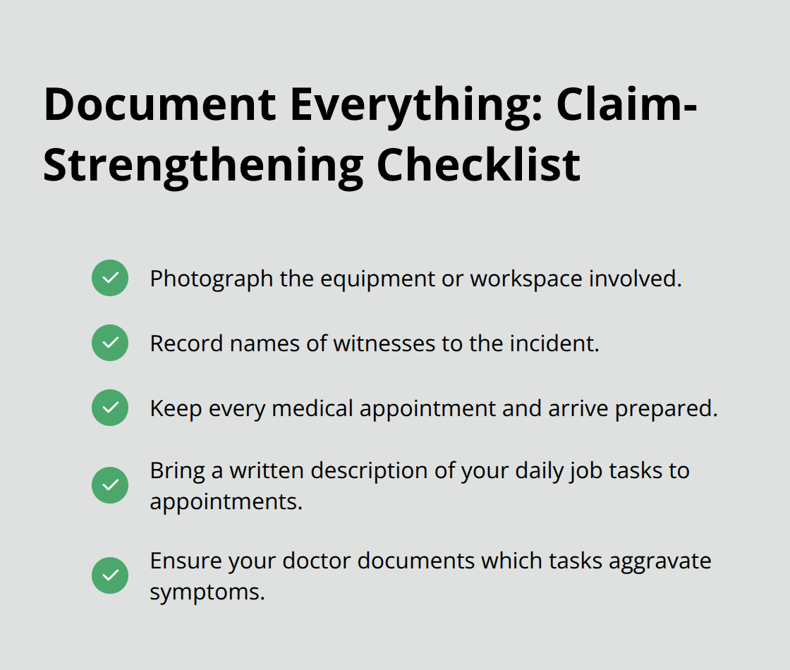 Checklist of documentation steps to strengthen an Ohio elbow injury claim. - Elbow injury compensation Ohio