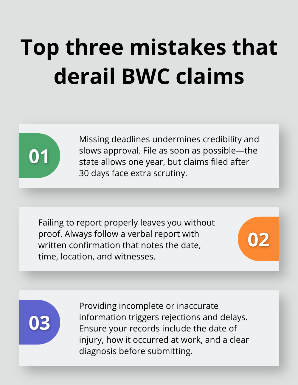 Summary of the most common BWC filing errors and how to avoid them - Filing BWC claim basics