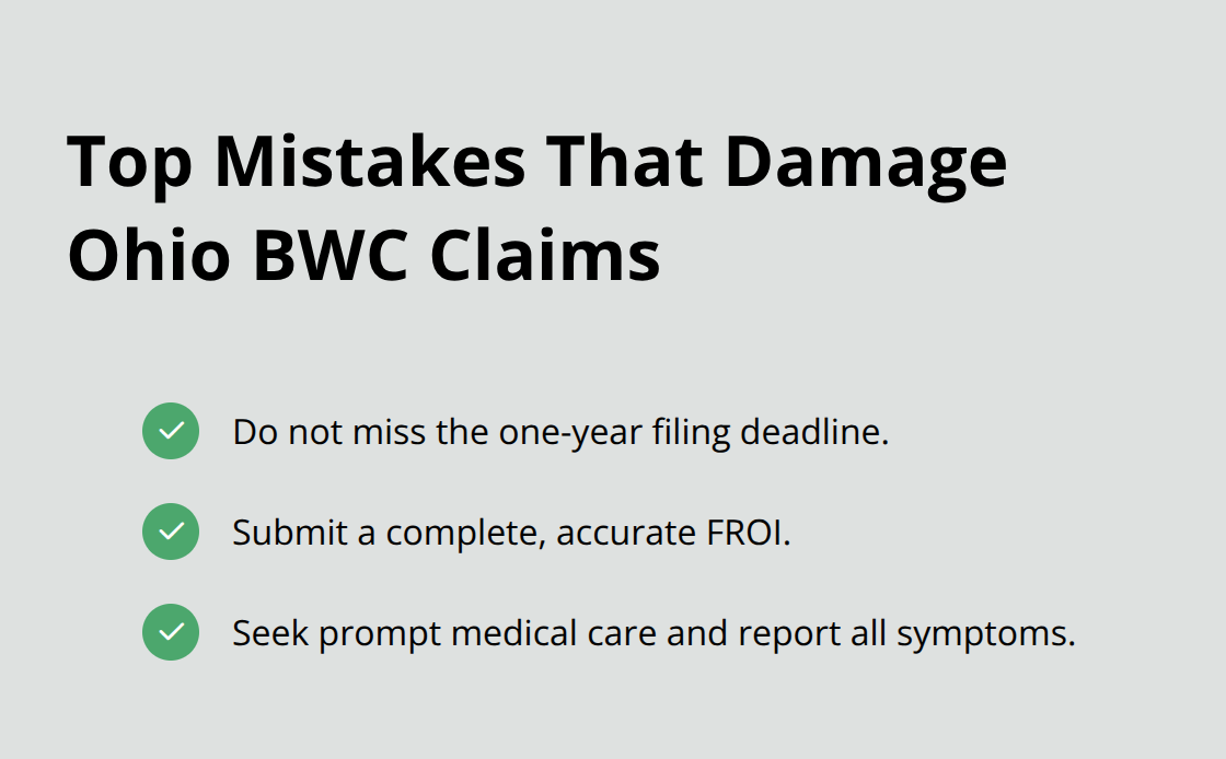 Three common errors to avoid when filing an Ohio BWC claim. - Filing BWC claim steps