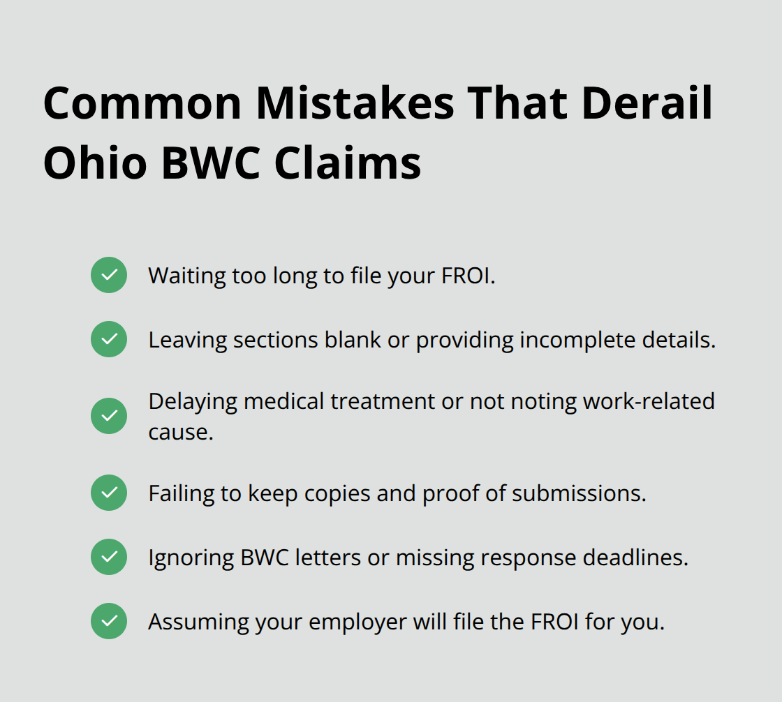 Checklist of frequent errors to avoid when filing an Ohio BWC claim - Filing Ohio BWC claim