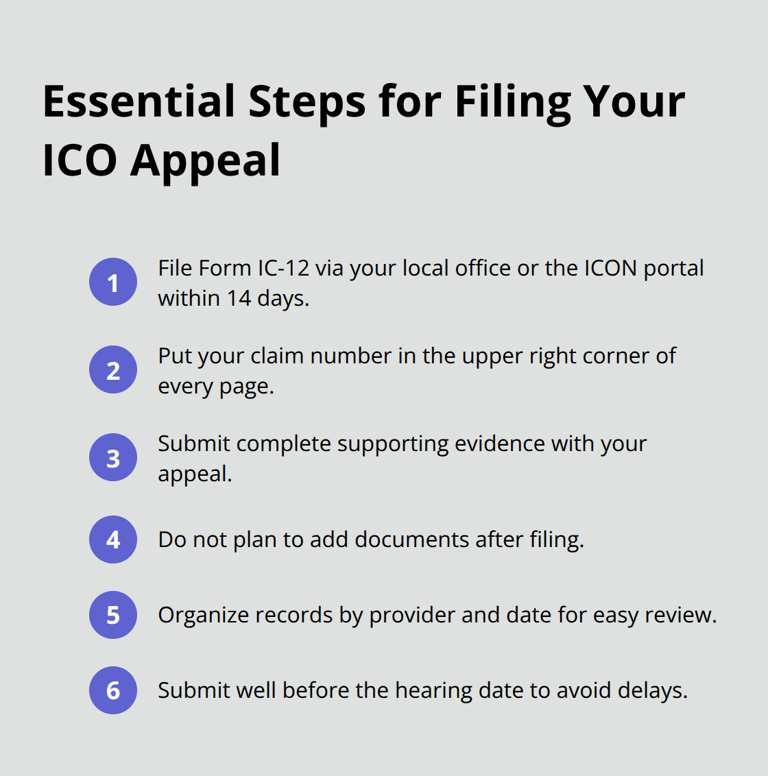 Checklist of key actions for a timely, complete Industrial Commission appeal - Industrial Commission guidance Ohio