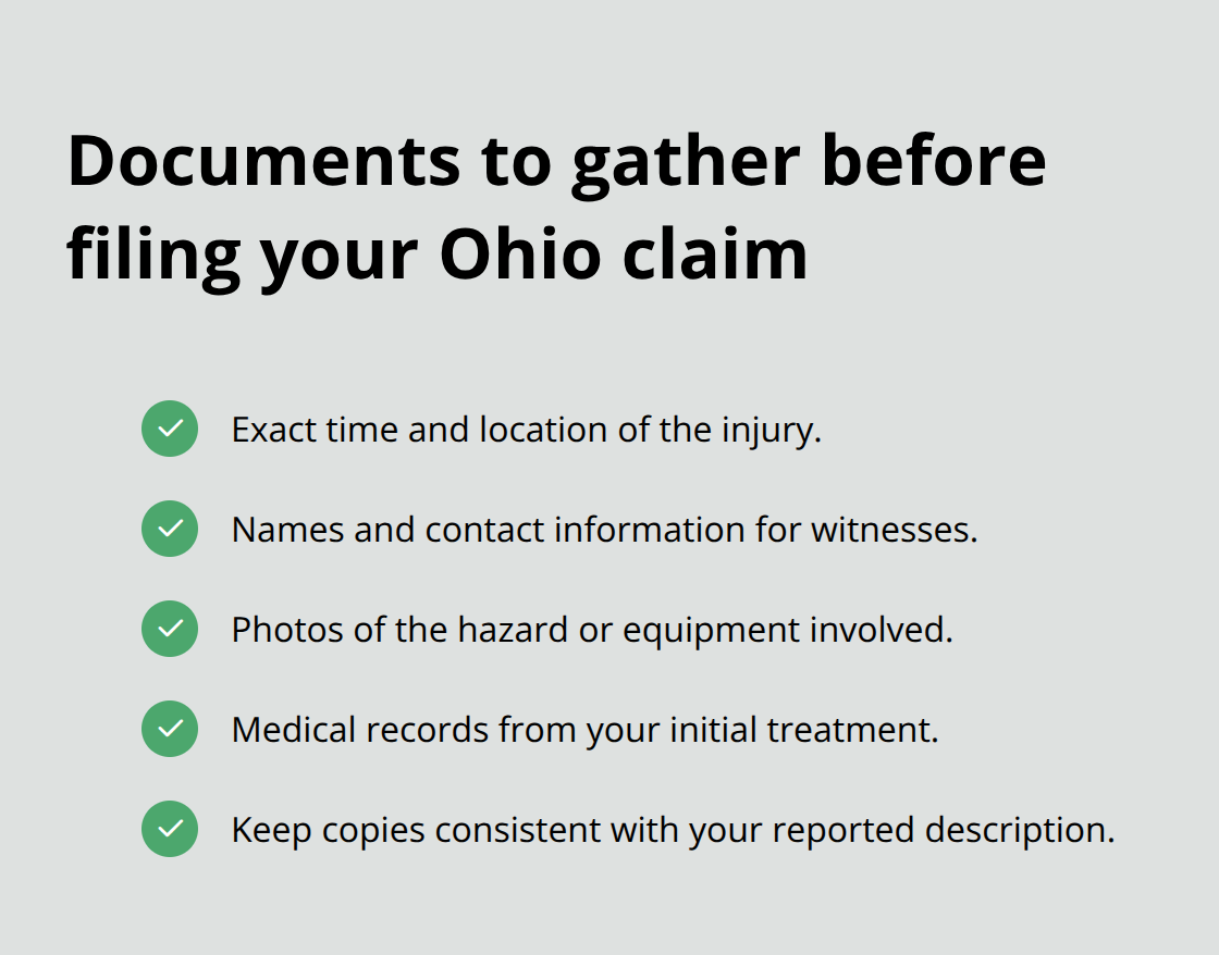 Checklist of key documents to assemble before submitting a workers’ compensation claim in Ohio - Injury compensation alternatives Ohio