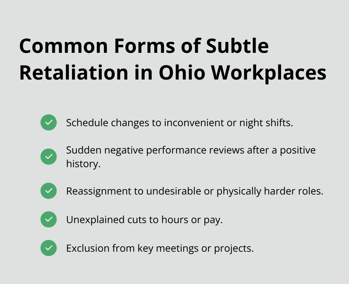 Checklist of subtle workplace retaliation tactics Ohio workers should document - Injury rights at workplace