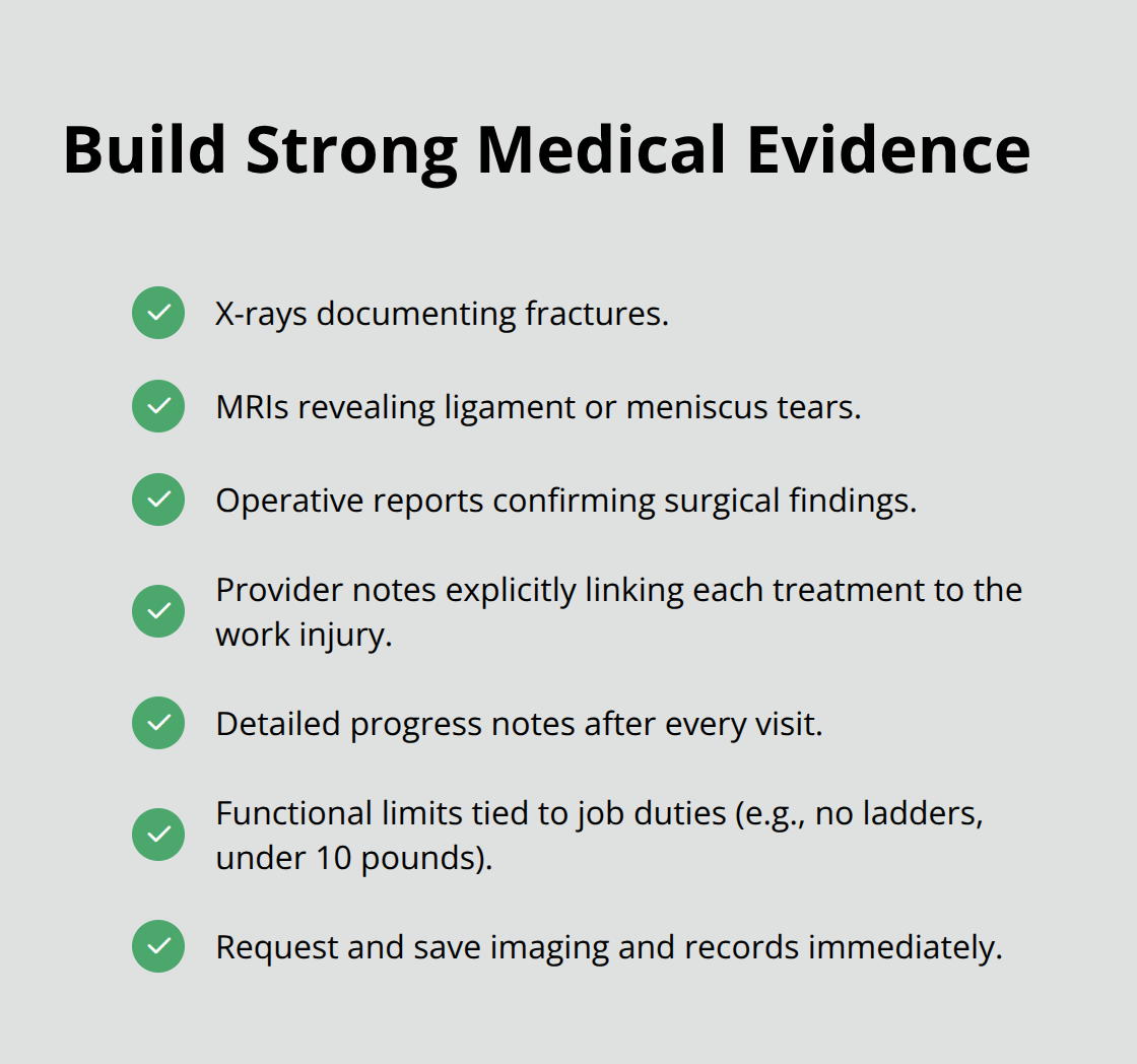 Essential medical records and notes that strengthen an Ohio knee injury claim