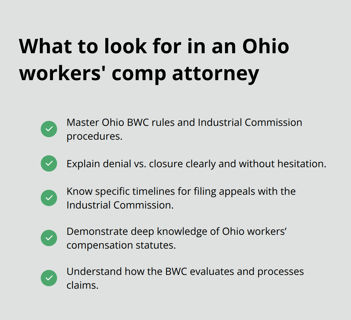 Checklist of essential qualifications for an Ohio workers’ compensation attorney