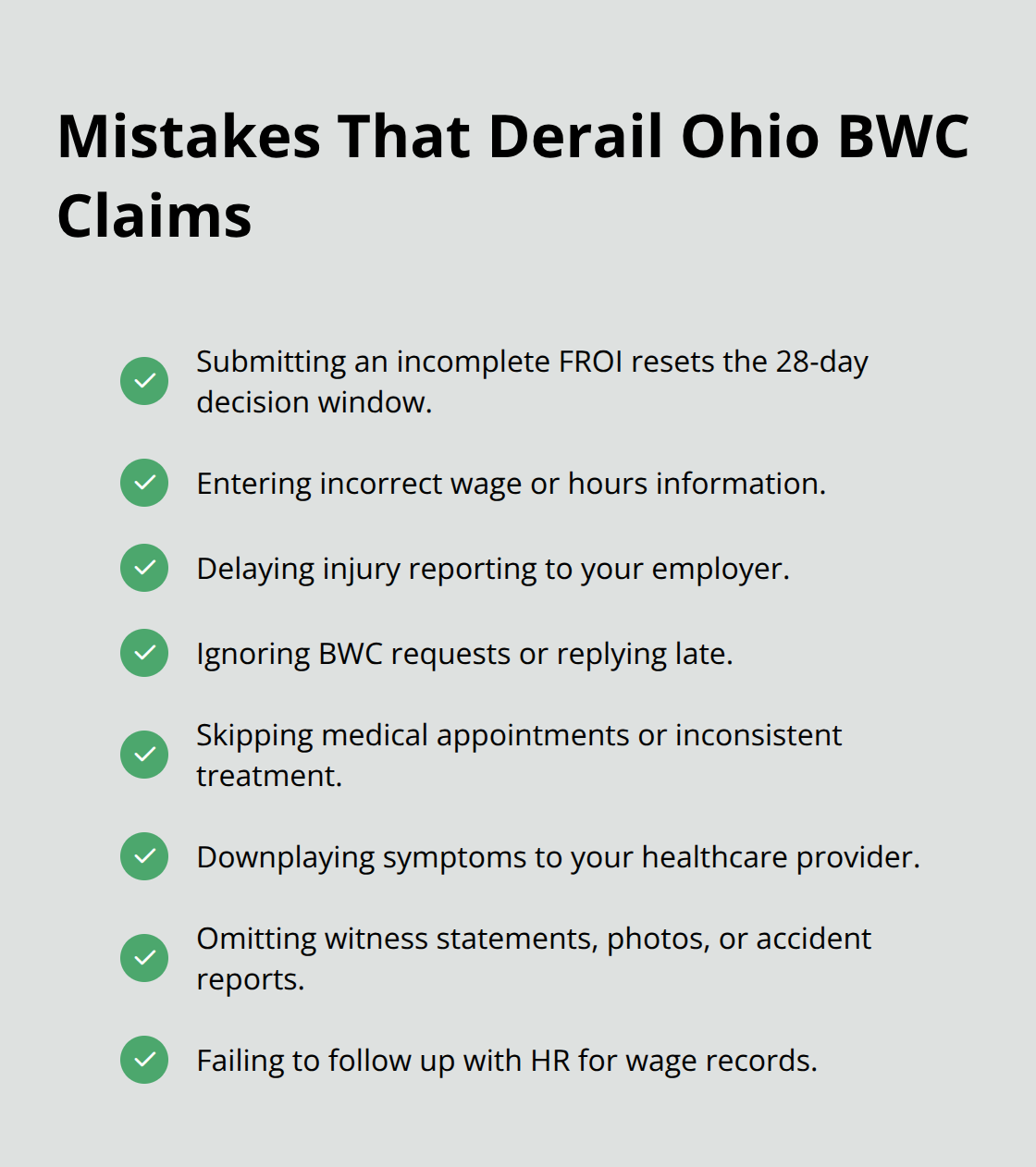 Common errors that delay or deny BWC workers’ comp claims in Ohio