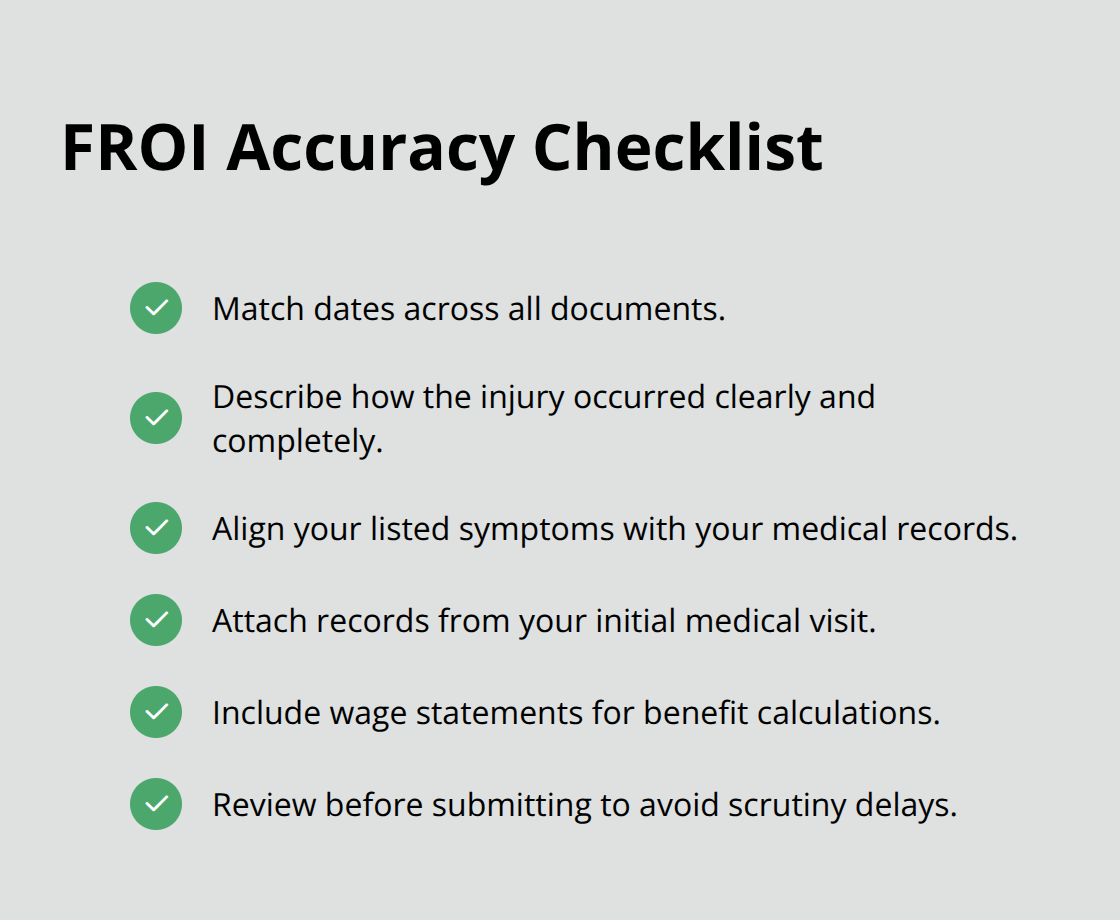 Checklist of steps to complete the First Report of Injury accurately and avoid delays. - Ohio BWC claim guidance