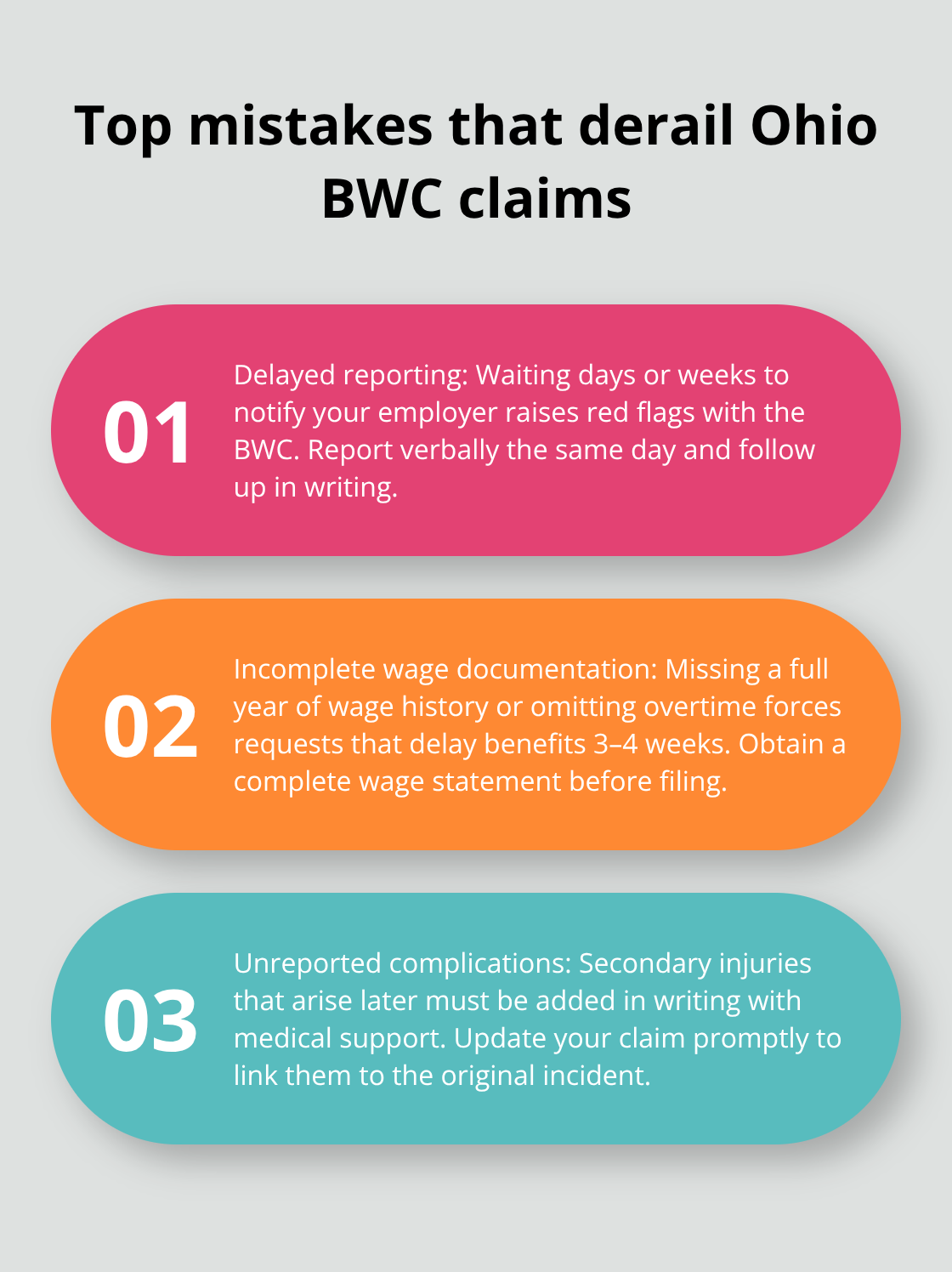 Three common filing mistakes to avoid in Ohio BWC claims