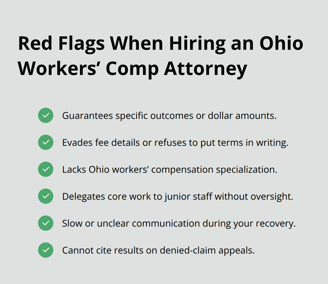 Checklist of warning signs to avoid when choosing an Ohio workers’ compensation lawyer - Ohio workplace injury attorney