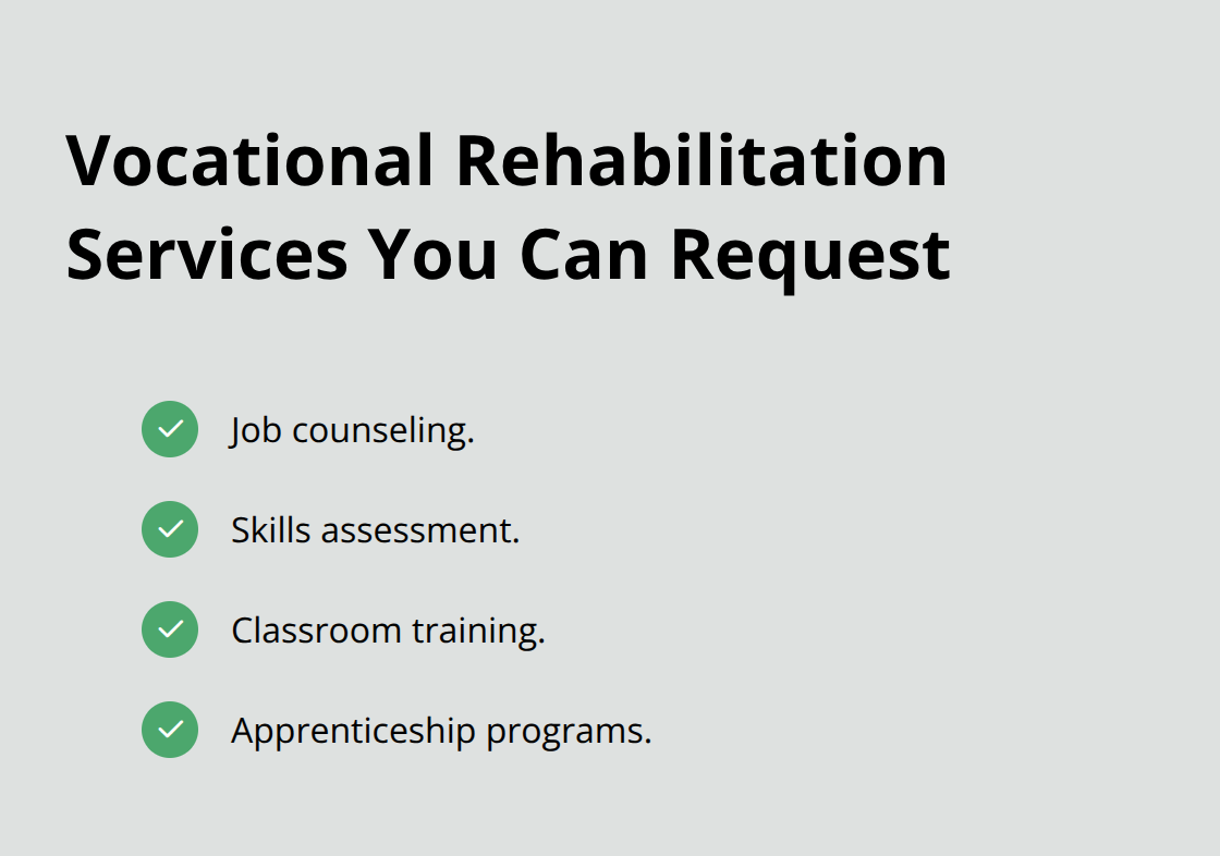 Checklist of vocational rehabilitation services available through the Ohio BWC.