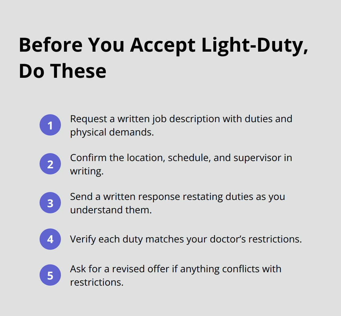 Compact ordered list of steps to evaluate a light-duty offer in Ohio.