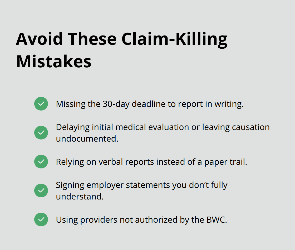 Checklist of top mistakes that lead to Ohio workers’ comp denials
