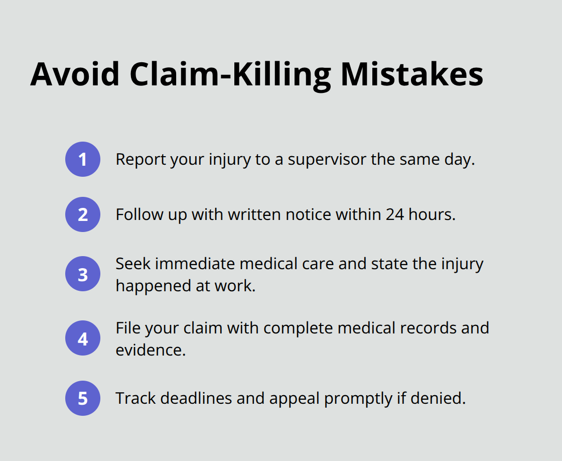 Compact ordered list of practical steps to prevent delays or denials in an Ohio workers’ comp claim. - Workers' comp claim guide