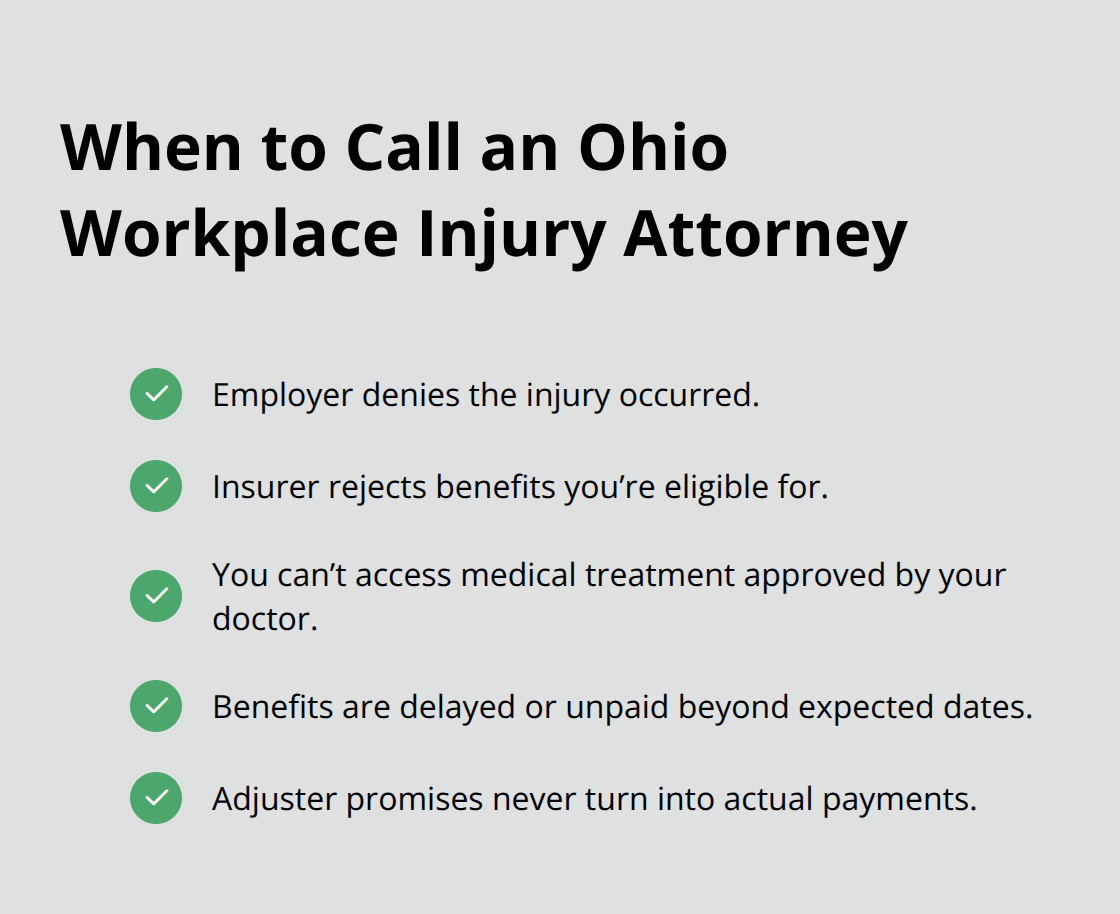 Checklist of common triggers to contact an Ohio workplace injury attorney. - Workplace injury attorney Ohio