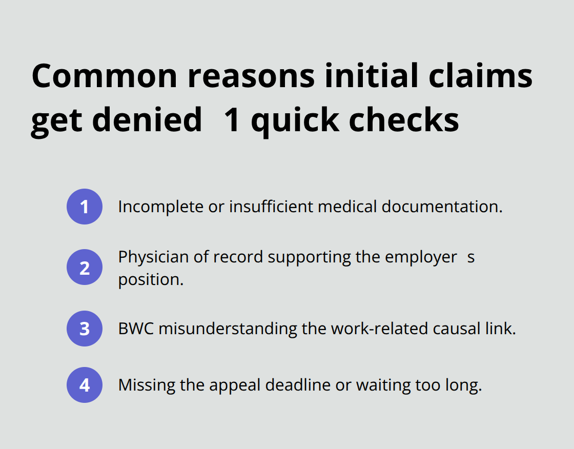 Compact list of typical denial reasons and what to review - workplace injury lawyer ohio