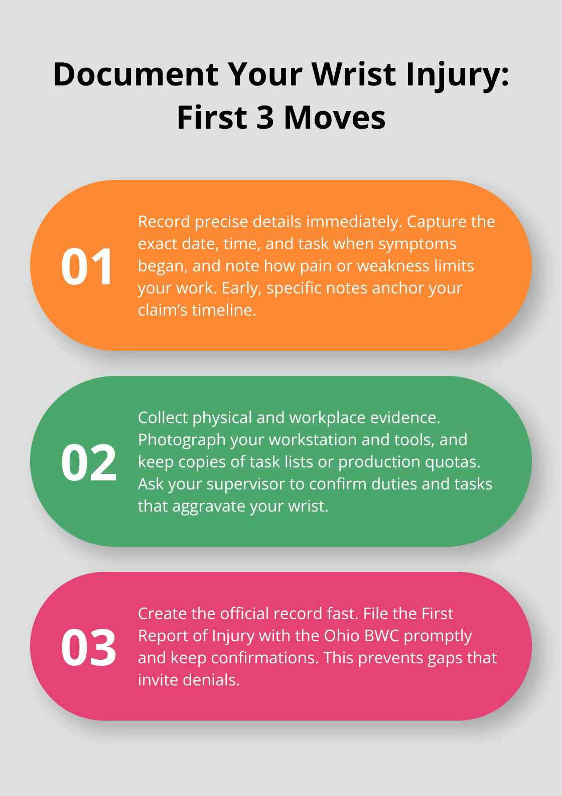 Three essential documentation steps to strengthen an Ohio wrist injury workers’ comp claim. - Wrist injury Ohio compensation